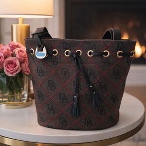 Dooney & Bourke Black and Red Checkered Tote